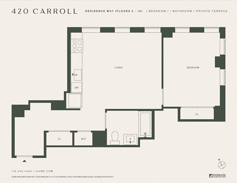 Floor plan for 1 bed, 1 bath, 674 sqft